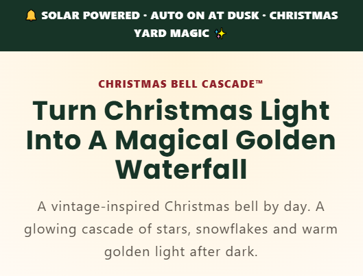 🔥Hot Sale 40% OFF🎄 Christmas Bell Cascade Solar Yard Light✨