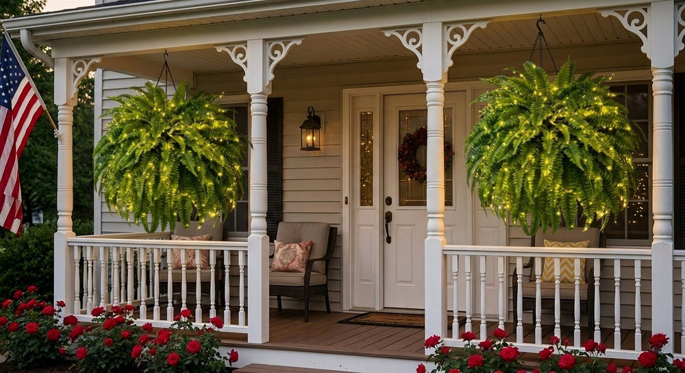 🎁Hot Sale 49% OFF🔥Oversized Pre-Lit Artificial Boston Ferns - No watering, No fading